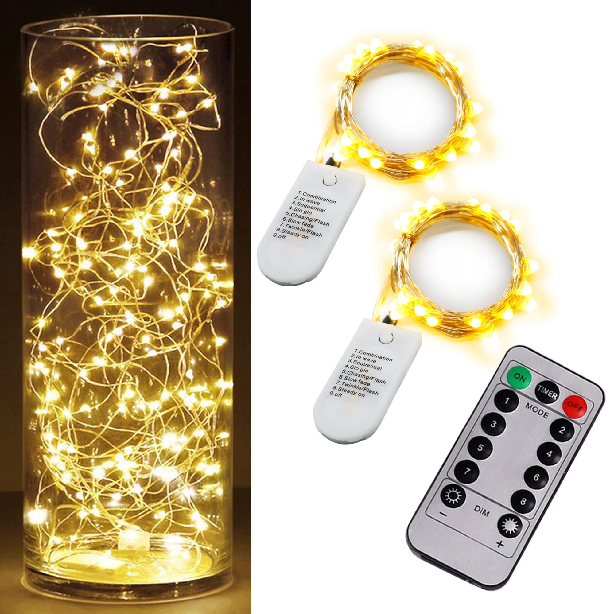 Buy 2PCS Fairy String Warm White Changing Twinkle Lights with Remote, 6