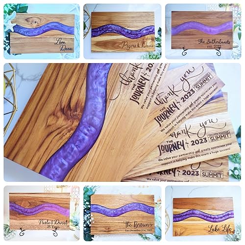 Miniatura 2 de Personalized Wood Cutting Board with Resin, Custom Wedding Gifts, White Epoxy Serving Board, Anniversary Christmas Birthday Gift for Her