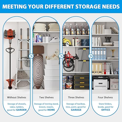 Miniatura 5 de Armario de almacenamiento de metal de 72 pulgadas con cerradura, gabinete de almacenamiento de garaje resistente con puertas y estantes ajustables,