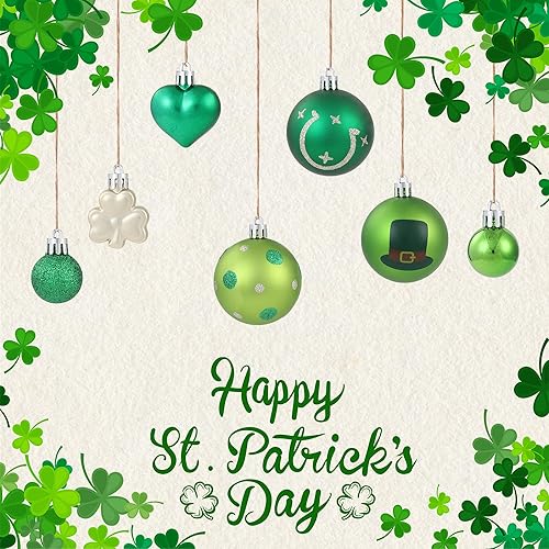 Miniatura 5 de Adornos de trébol del día de San Patricio para árbol, 40 piezas de decoración de trébol verde de la suerte para decoración de festivales irlandeses