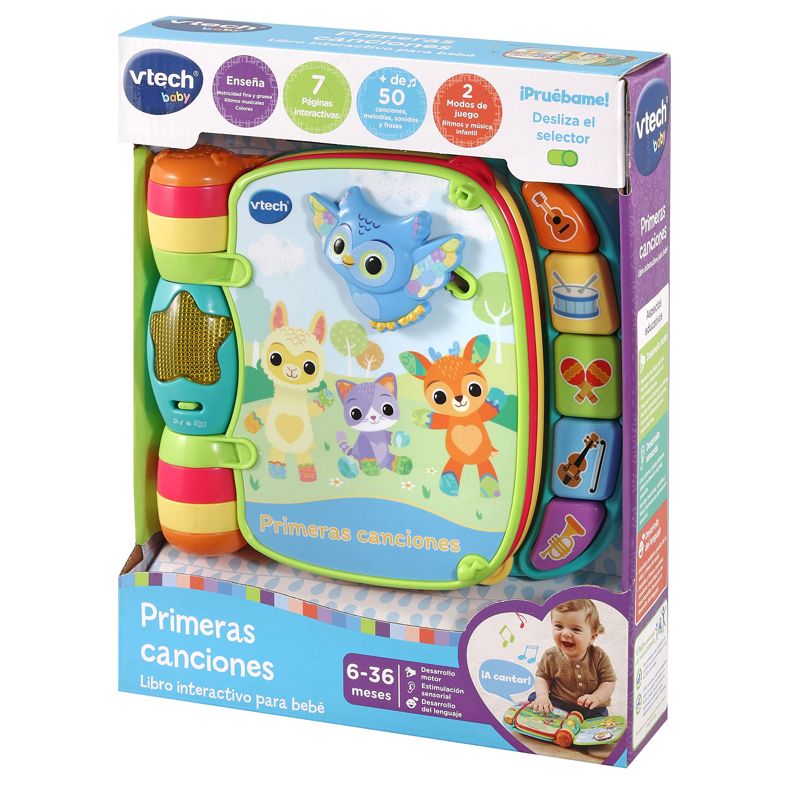 VTech-Baby Primeras Canciones | Libro Interactivo de Aprendizaje | Juguete para bebés +6 Meses | Multicolor | Versión ESP