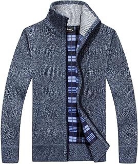 westAce Mens Zip Up Thick Fleece Lined Winter Knitted Cardigan Classic Jumper Cardigan