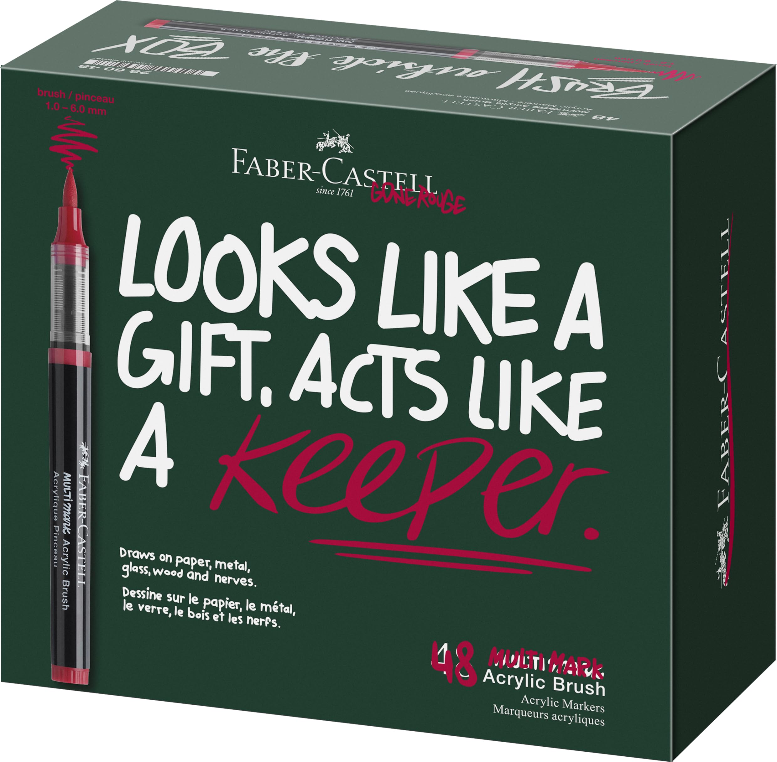 Faber-Castell Mutlimark Lot de 48 marqueurs pinceaux acryliques flexibles pour dessin et coloriage à base d'eau Encre liquide acrylique