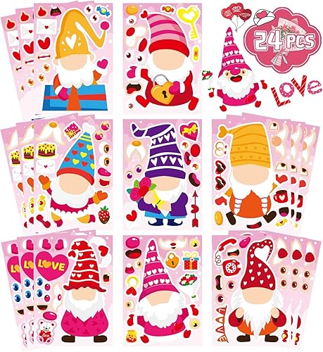 Miniatura 9 de 36 Hojas de Pegatinas de Pascua para Niños, Relleno para Cesta de Pascua, Pegatinas para Hacer Caras, Crea tus Propias Pegatinas de Animales