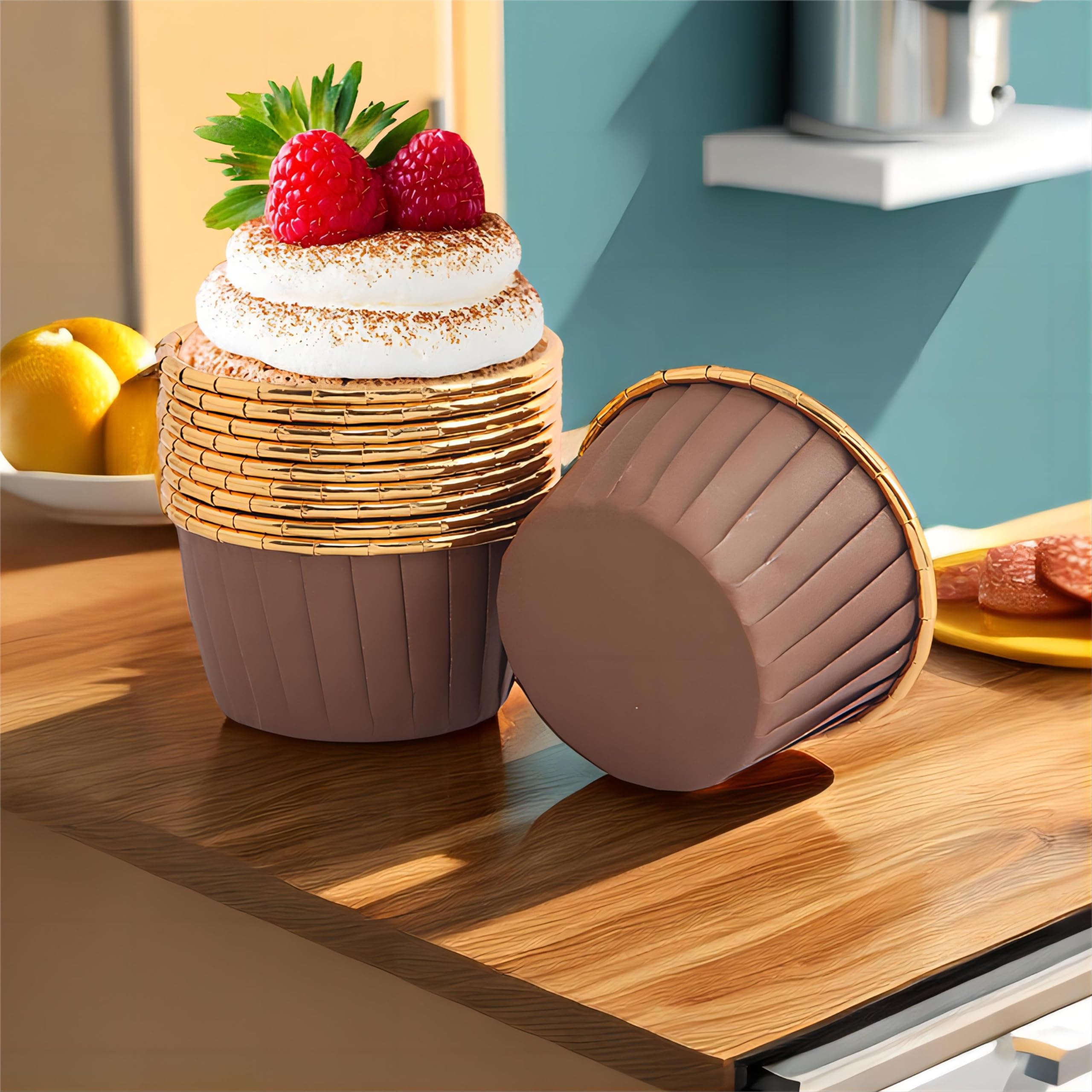 150 Pcs Pirottini da Forno USA e Getta(in 3 Colori Misti), Stampi di Carta da Forno per Muffin, Tazze di Cottura in Carta Monouso, Pirottino Cupcake con Fodere in Lamina per Compleanni/Feste/Natale