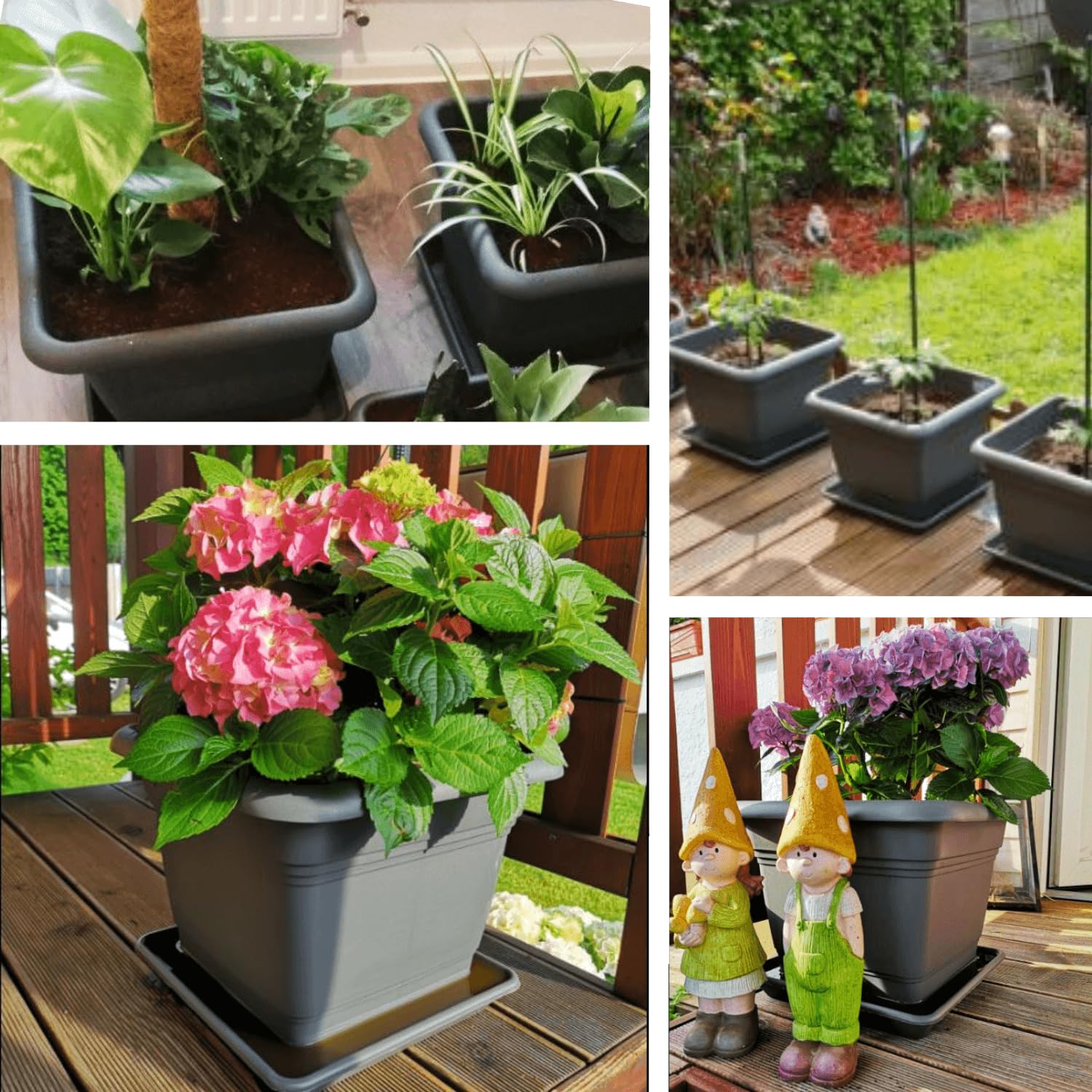 2friends Pflanzkübel Groß Außen 48x48 cm, 6er Set Anthrazit Blumenkübel XXL Blumentopf für Draußen, Pflanztopf Robustes Pflanzkübelset in Modernem Design für Garten & Terrasse