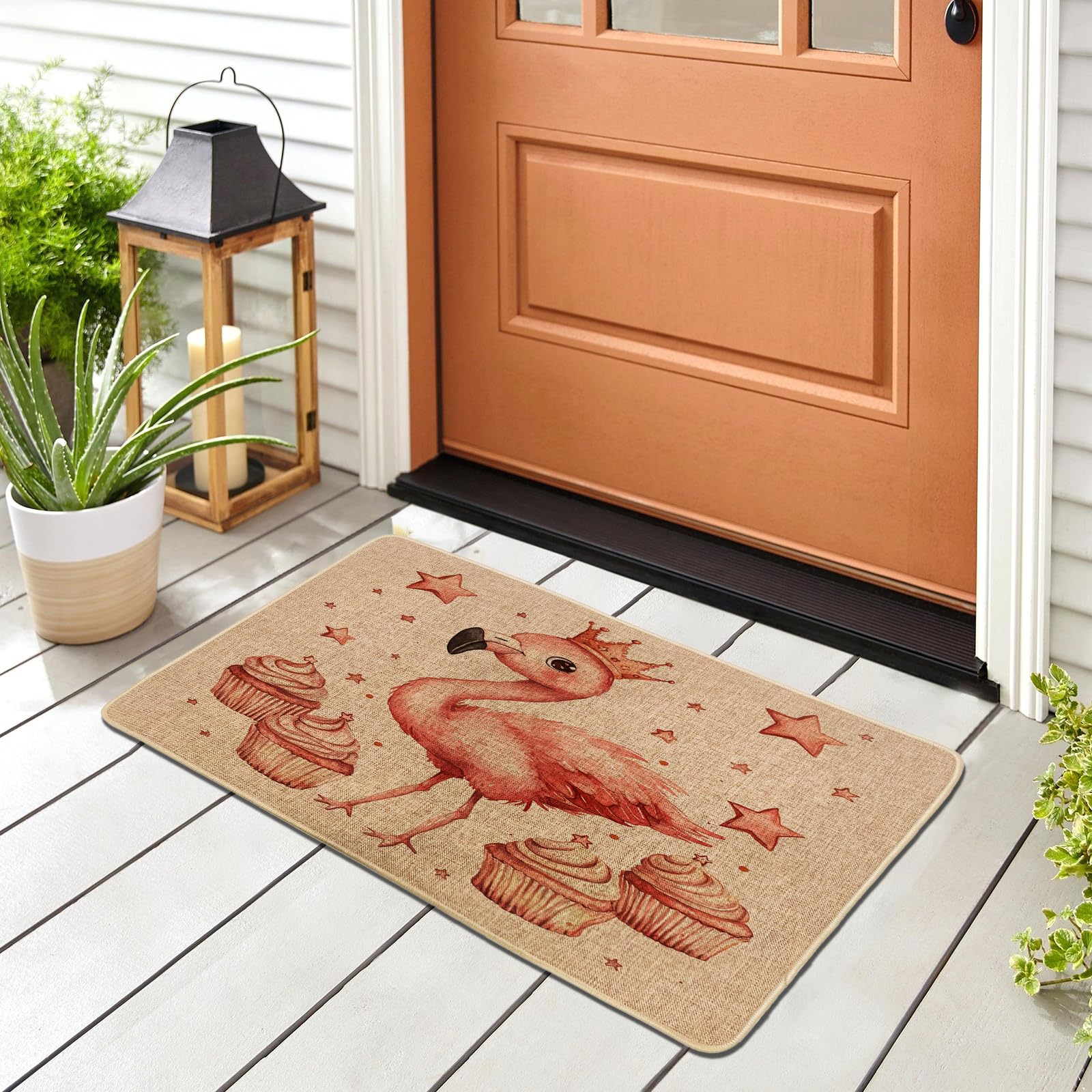 Paillasson flamant rose extérieur lavable tapis entrée