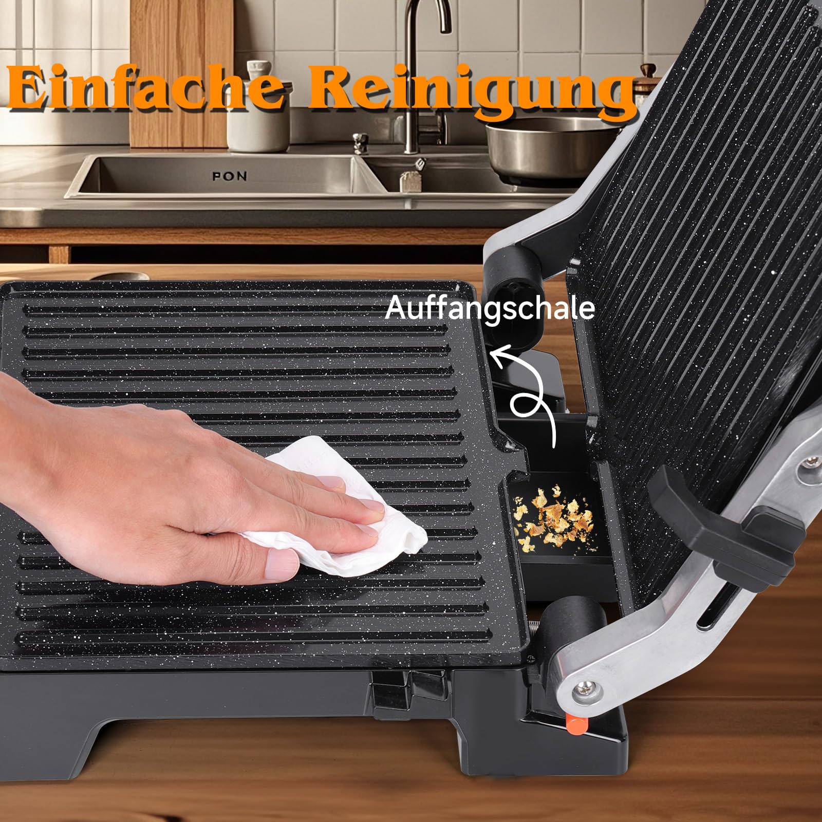 Aigostar Roast - Kontaktgrill 2000W | Einstellbarer Thermostat | 30 Minuten Timer | 29 * 23cm | 180° Öffnung | Fettauffangschale | Sandwichmaker für Sandwiche, Steak, Toaster