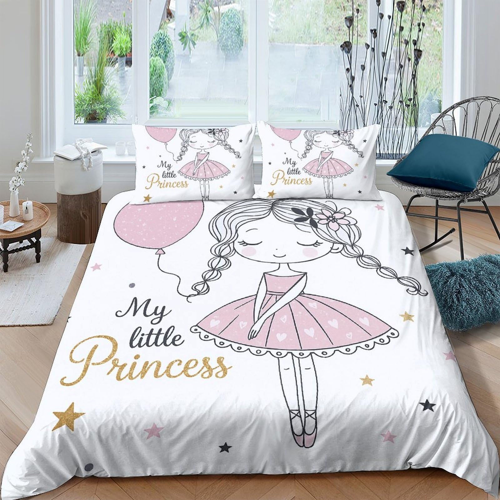 Ctjqhvkz Girls Style-6 3D Printed Ballerina Princess Fitted Sheet Microfiber Pink Cartoon Mattress Cover For Bedroom Guest Room Decor Single（135X200cm）