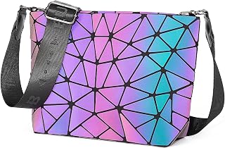 Geometric luminous crossbody bag glow-in-the-dark handbag Holographic reflective backpack purse clutch bag
