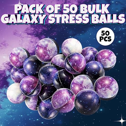 Miniatura 9 de Pelotas antiestrés de galaxia para niños, paquete de 24 unidades a granel, bolas sensoriales para niños con tema de espacio exterior, juguetes para