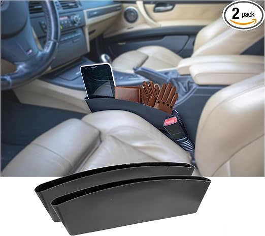 5 STAR SUPER DEALS Car Seat Caddy Catcher Organizer and Gap Filler - Prevent Dropping of Items in Between Seat and Console (2pc)