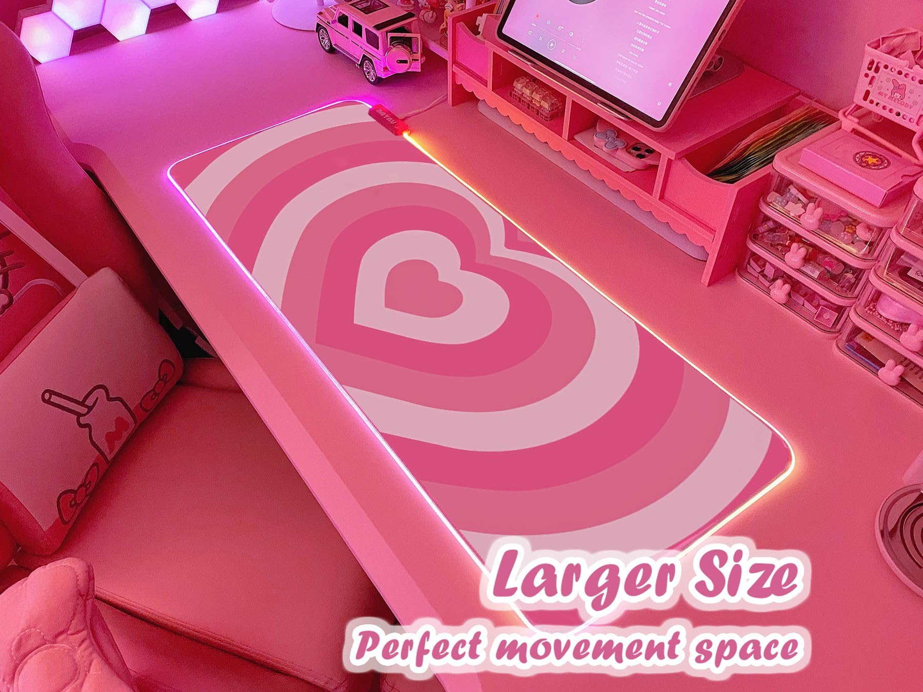 パソコン　マウスパッド　ピンク Amazon.co.jp：JMIYAV ピンク ラブハート RGB ゲーミングマウスパッド