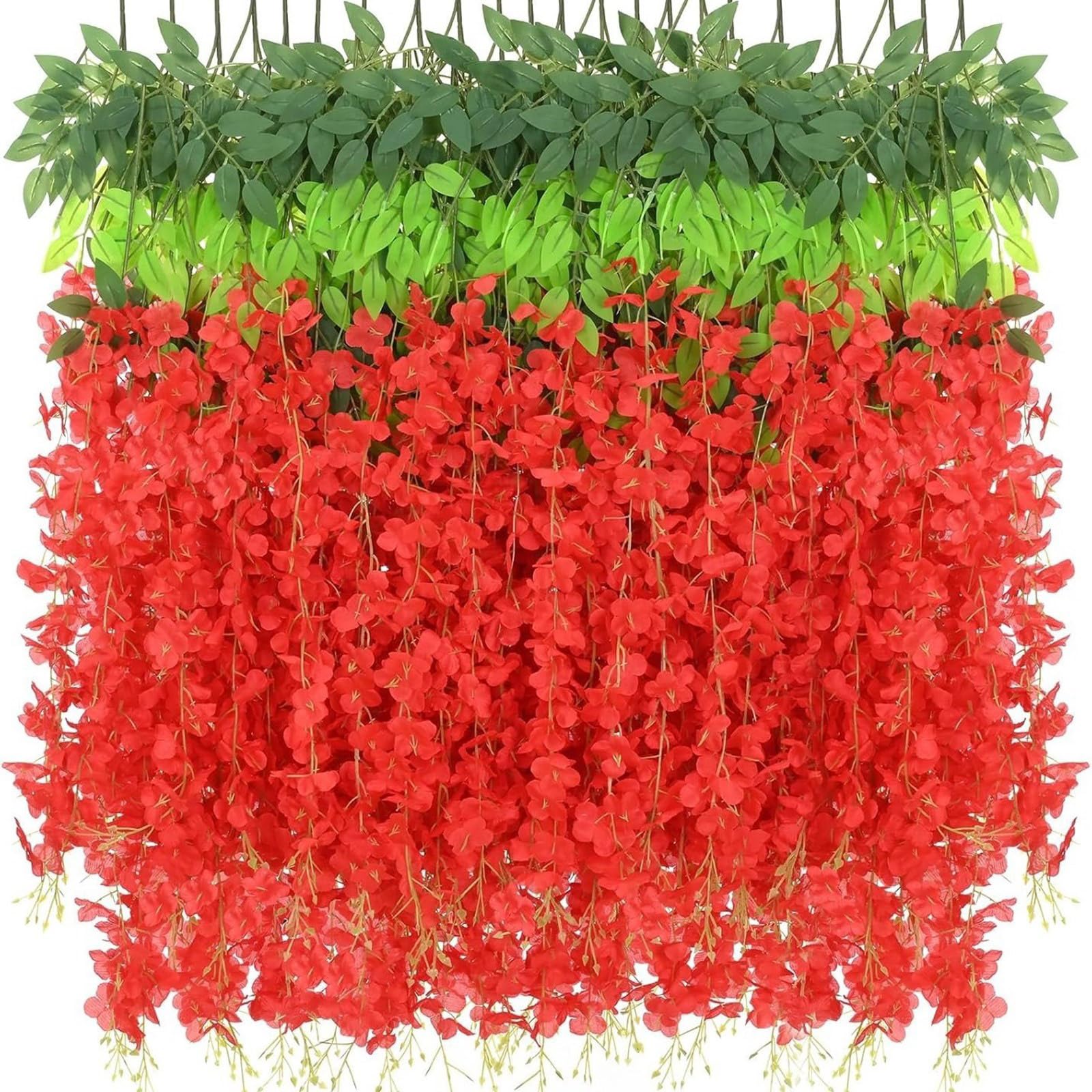 carotoe 12PCS Artificial Silk Wisterias Flower Garlands with Flexible Wire for Ceiling Wall Wedding Party Decoration Realistic Silk Floral for Home Decoration