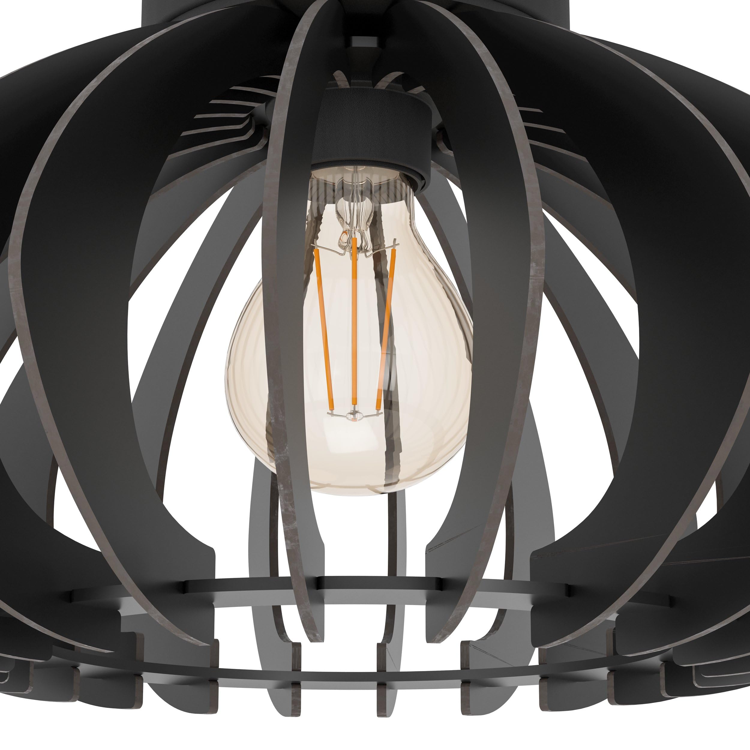 EGLO Deckenlampe Cossano 3, Deckenleuchte Vintage | Retro Deckenstrahler aus Metall und Holz in Schwarz, Wohnzimmerlampe mit E27 Fassung, Ø 45 cm