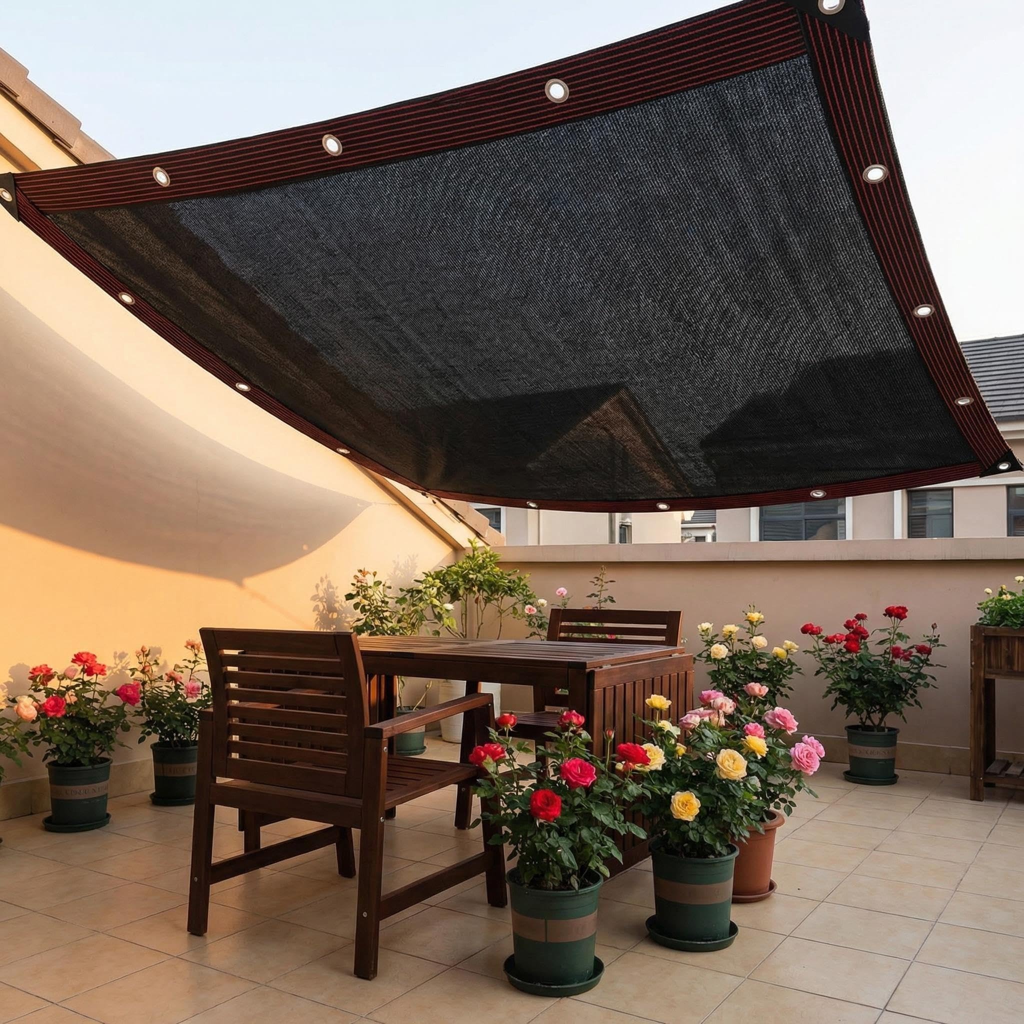 PRELGOSP Sunblock Shade Net, Uv Resistant Mesh Shade Cloth with Grommets, Breathable Greenhouse Shading Net for Garden Patio Dogs Greenhouse,10x10m