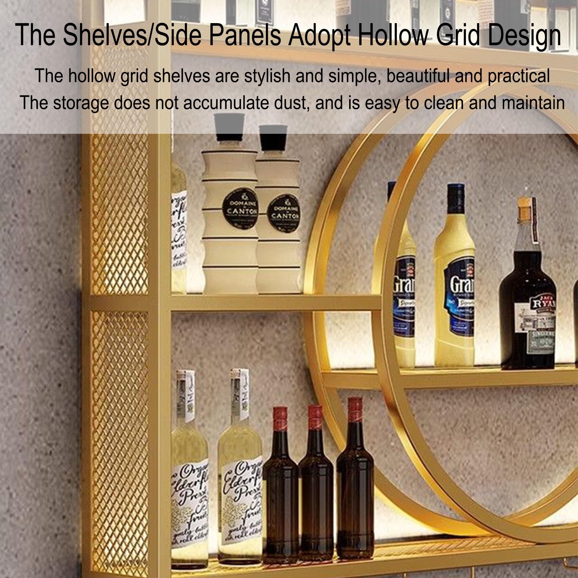 Botellero Vino Pared Para Vinoteca Wine Rack Botellero Vertical Garrafeira de Vino Mueble Bar Mini Bar para Casa Salon Barra Bar Muebles Cocina con Portavasos Estantes de Almacenamiento ( Color : Nero