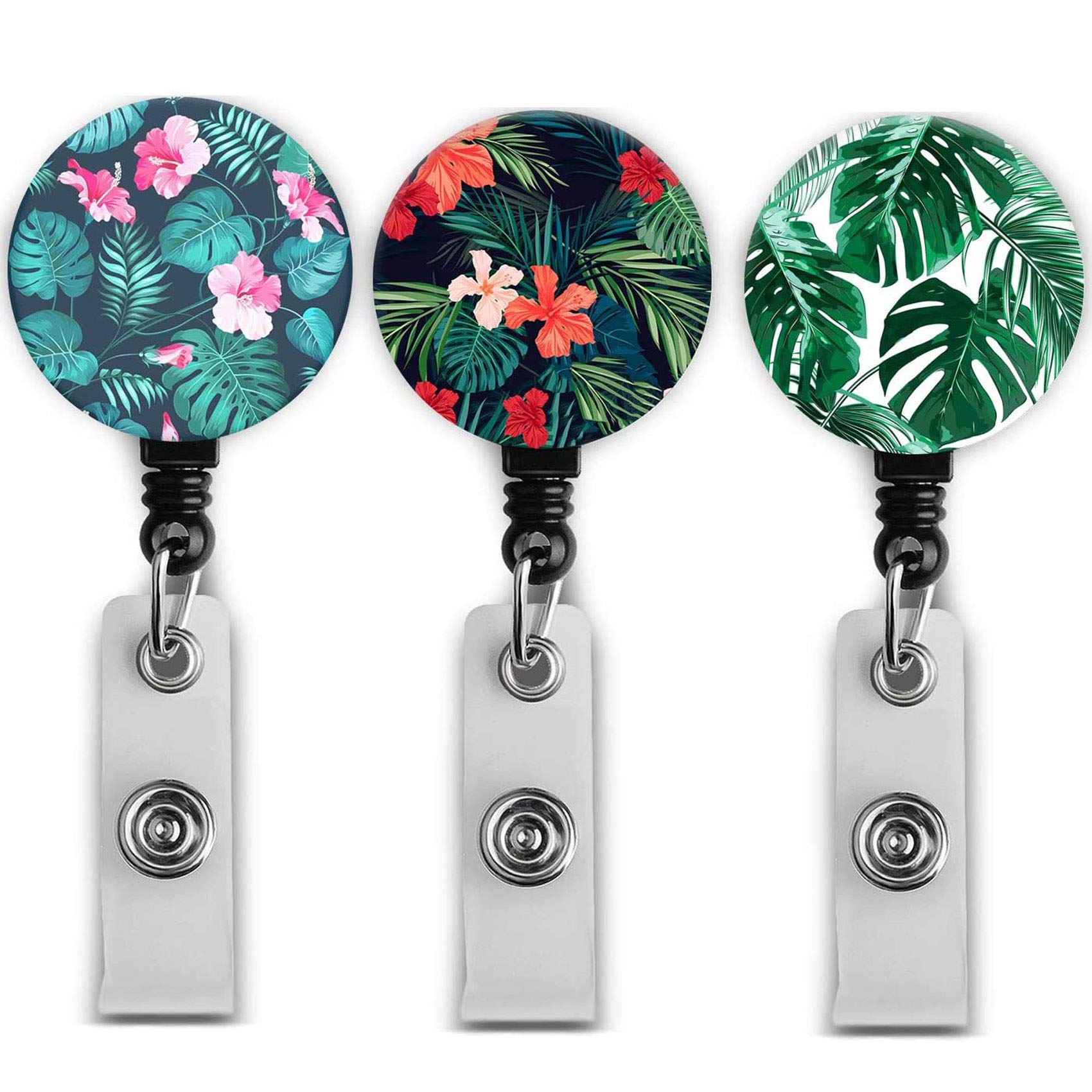 Retractable Badge Holder Carabiner Badge Reel with Alligator Clip On ID Card Holders (Green Life 3pack)