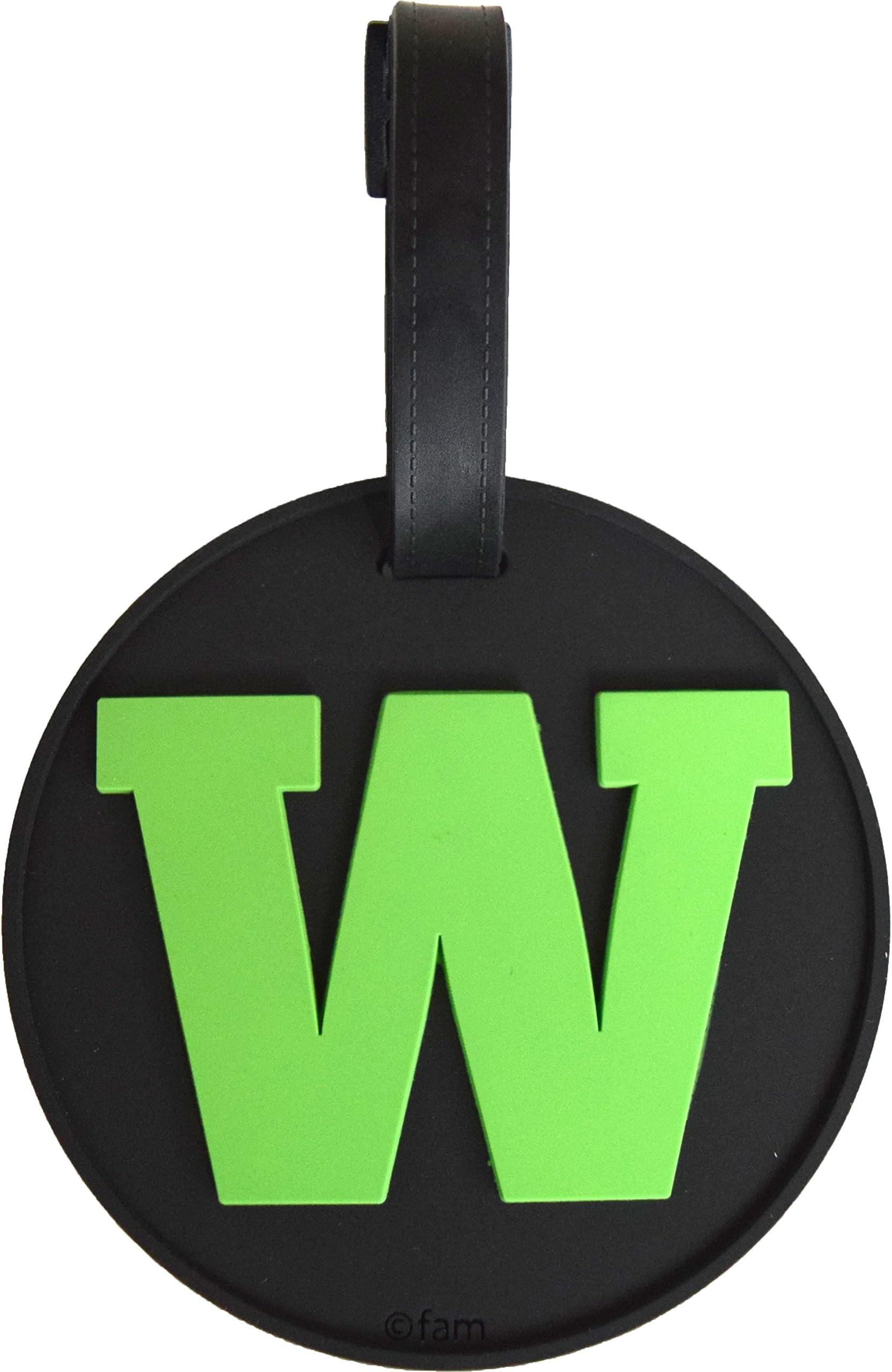 Luggage Tag Initial Letter Bag Tag Alphabet 3-D Personalized Reinforced Bendable Heavy Duty ID Tag W/Identity Protection (W (green))