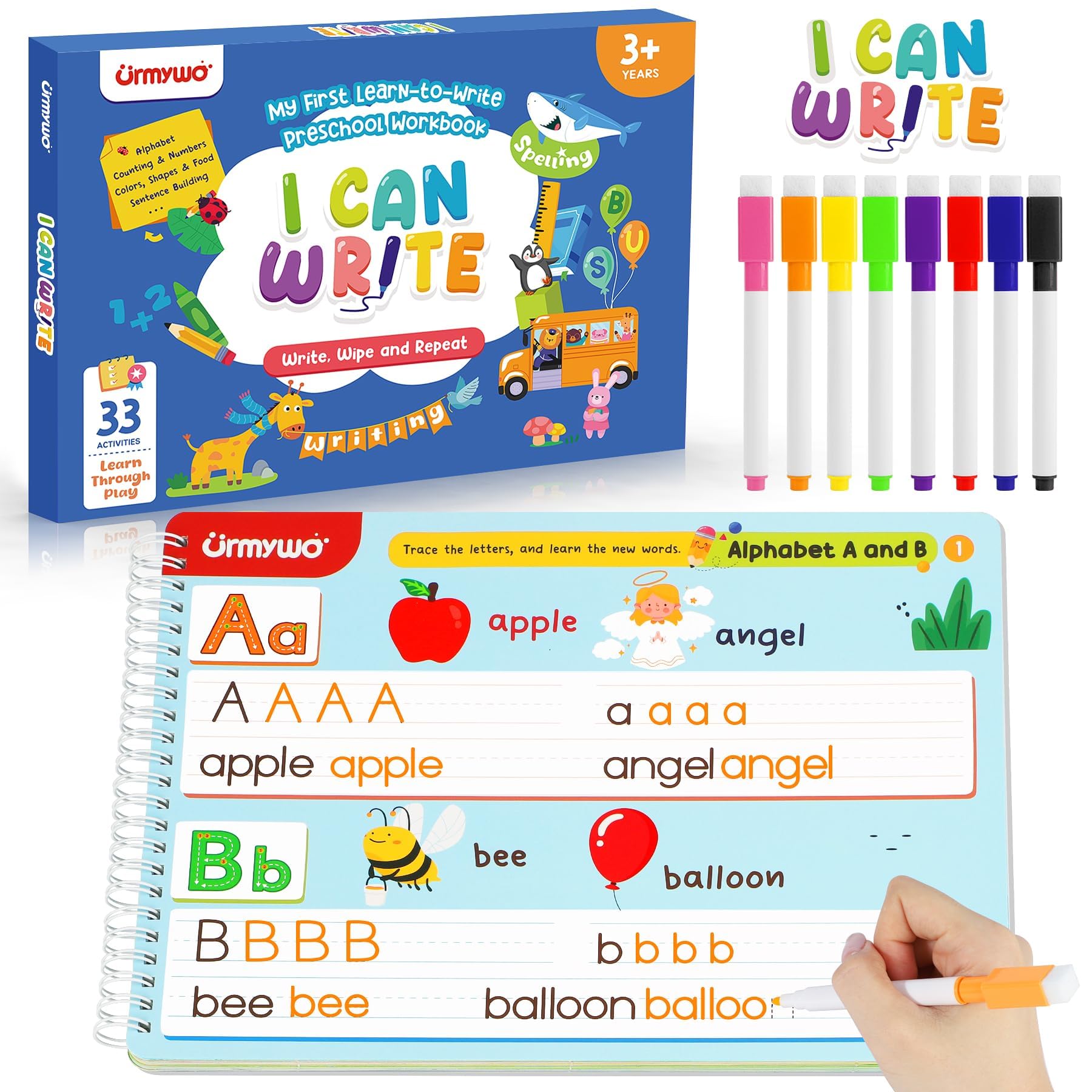 URMYWO Preschool Learning Activities, Kindergarten Workbook Ages 3-6