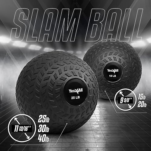 Miniatura 123 de Yes4All Slam Balls, 10-40lb Weighted Ball Weight, Durable PVC Sand Filled Workout Dynamic Slam Ball for Core Strengthen Dinámico,Negro -,Azul,Bestia