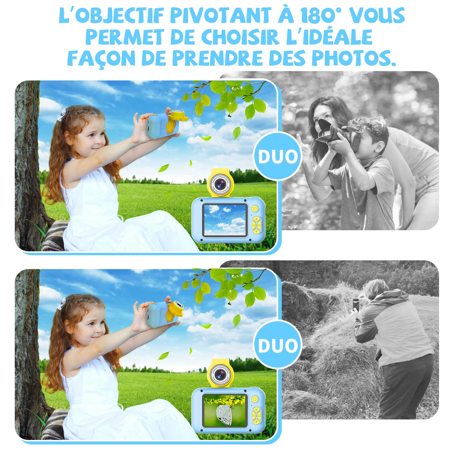 ARNSSIEN Appareil Photo Enfant avec Grand Écran 2,4" et Objectif Pivotant 180°,Appareil Photo Numérique Enfant pour Filles et Garçons de 3 à 12 Ans,Cadeau Anniversaire ou Fête,X101
