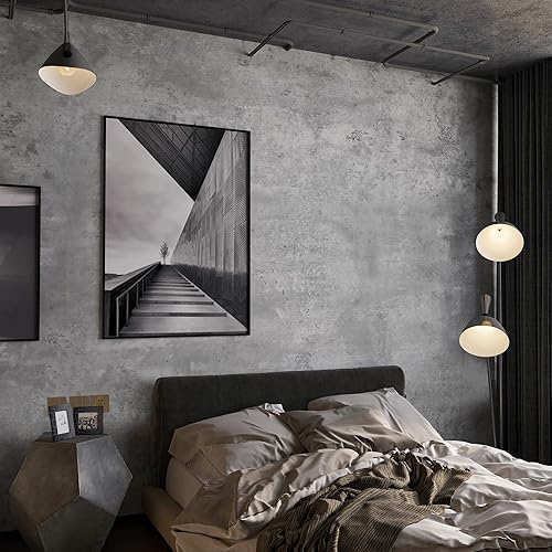 Miniatura 10 de Papel tapiz de hormigón gris ancho, 24 x 708 pulgadas, mate, grueso, impermeable, adhesivo gris, papel de contacto texturizado, rollos de papel de