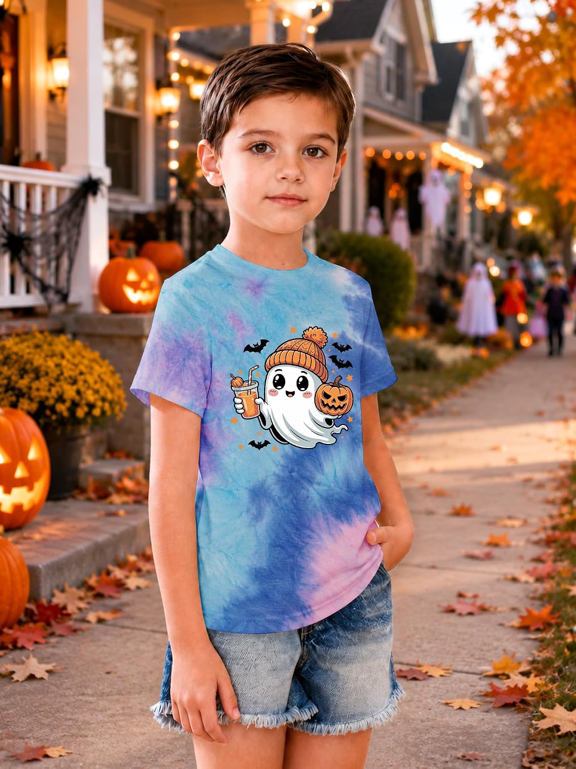 Toddler Boys Girls Halloween Shirt Pumpkin T-Shirt Kids Halloween Cotton Short Sleeve Cute Graphic Tee Top for 3-12 Year Kids