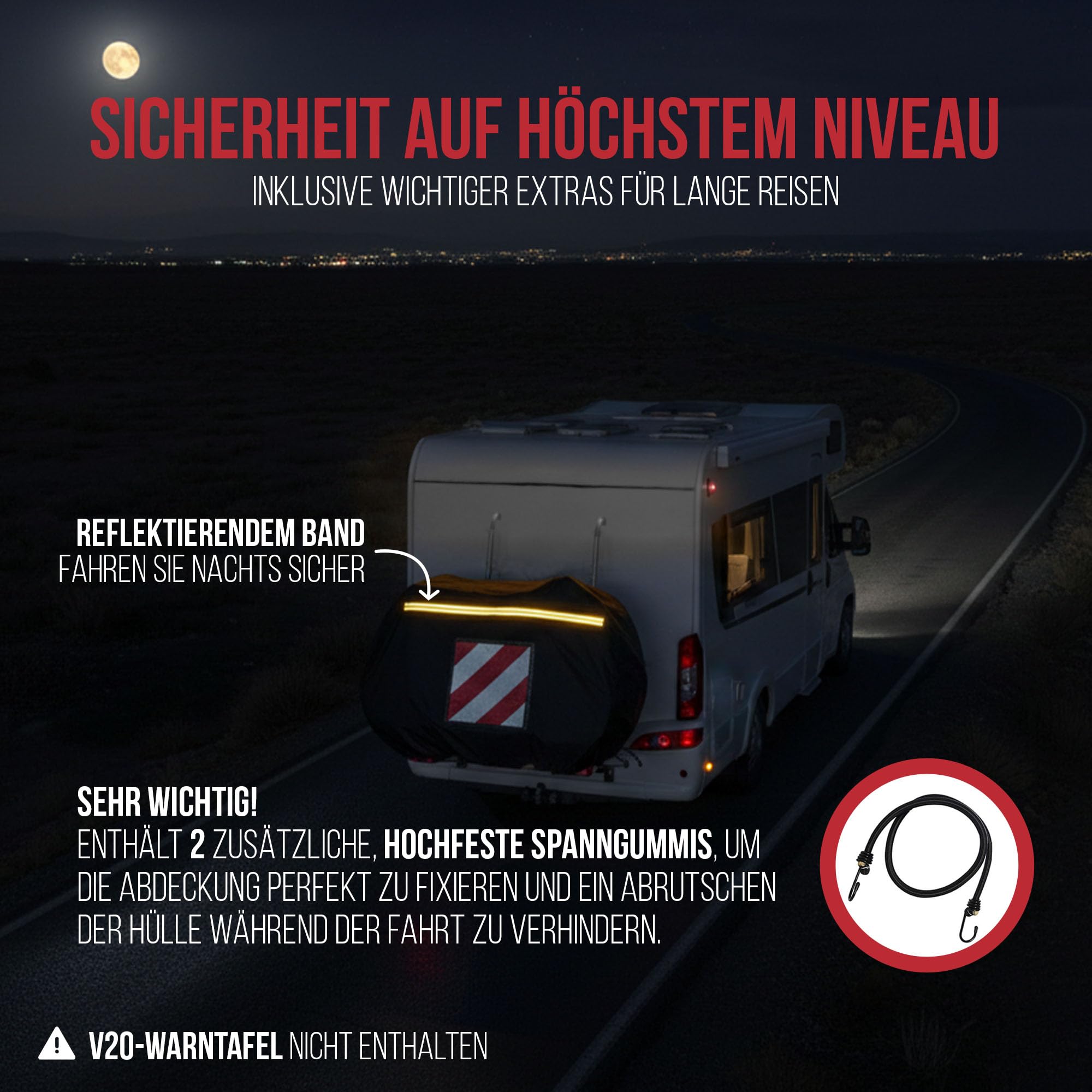 Fahrradabdeckung Heckträger – Wasserdichte Fahrradschutzhülle Fahrradträger, Ideal für Wohnmobil - Geeignet für 3 Fahrräder / E-Bikes - Robuste Fahrradhülle für Heckträger