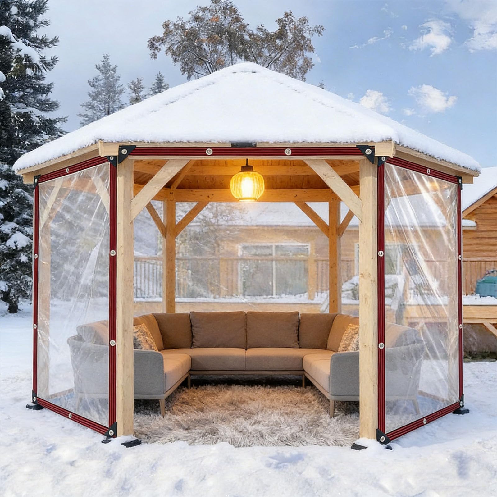 Toldo transparente 235x480 cm impermeable para exterior de polietileno con cuerda