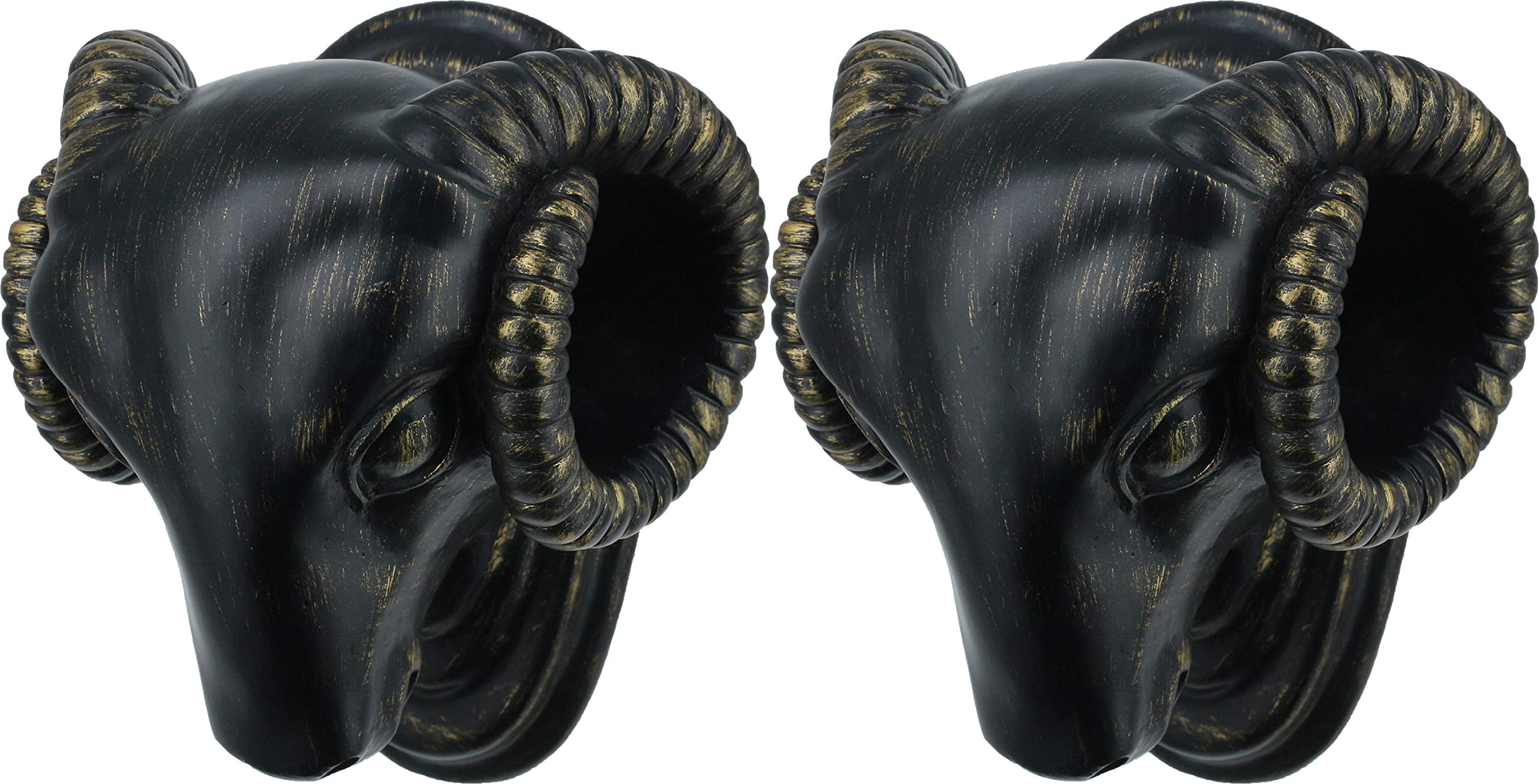 Urbanest Set of 2 Ram Head Drapery Sconce, 1 3/8-inch Diameter, Burnt Gold