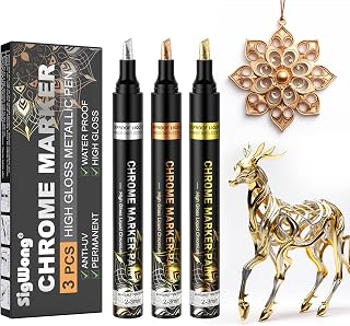 SigWong Liquid Mirror Chrome Markers - 3 Colors Gloss Permanent Reflective Mirror Chrome Pen for Resin Supplies, Metal Model, Glass, Plastic Painting, DIY Art Projects (2-3mm Tips)