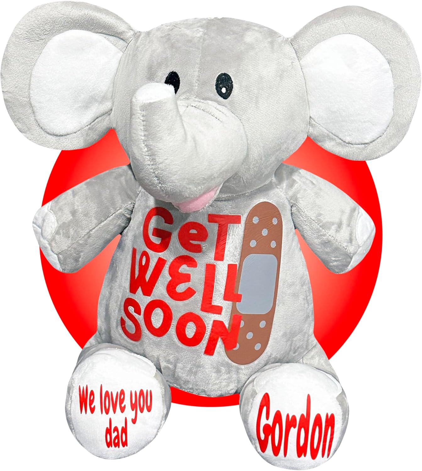 Get Well Soon Gift for Kids - Personalized 17" Stuffed Elephant - Get Well Gifts for Women After Surgery - Get Well Soon Gift Basket for Men - Feel Better Gifts for Women - Kids Get Well Baskets
