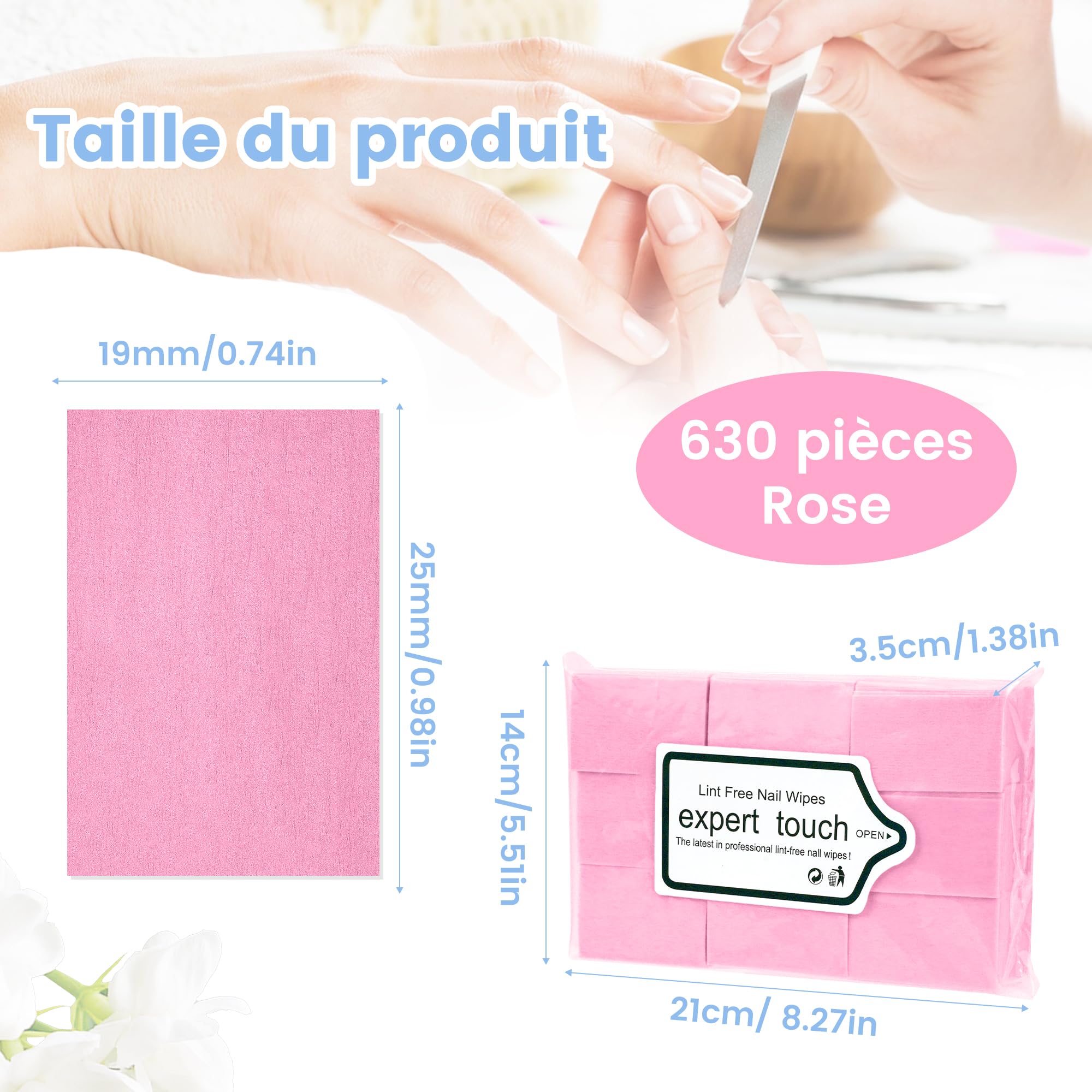 630 Pezzi Pad Unghie per Sgrassare, Dischetti Cotone Senza Pelucchi per Remover Unghie, Semipermante Salviette Struccanti Solvente per Sgrassatore Unghie per Gel e Acetone Pulizia Pads Unghie (Rosa)
