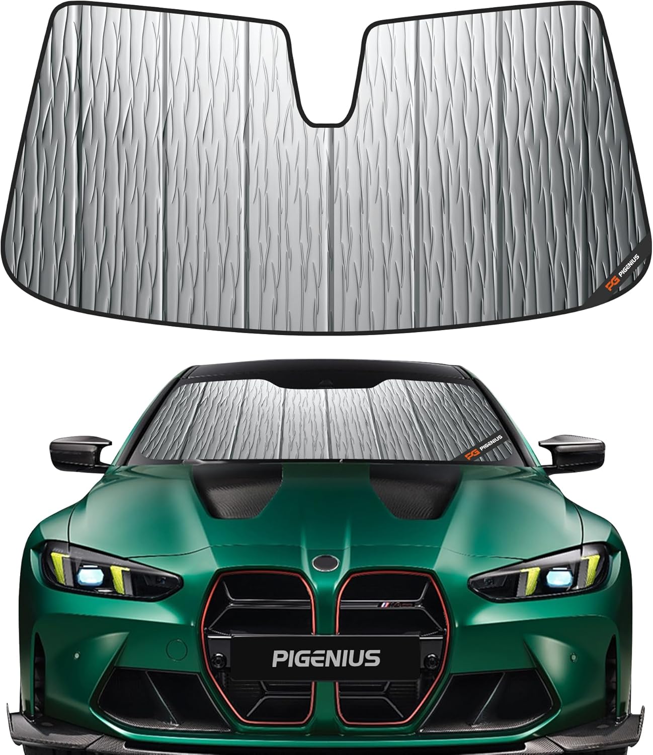 Windshield Sunshade for BMW 4 Series & M4 Convertible 2014-2020 (F33 / F83), Reversible Silver/Black