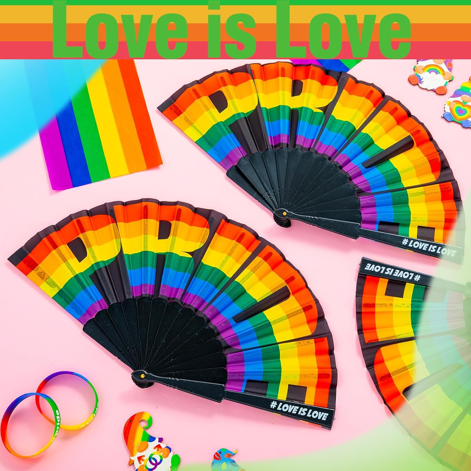 12 Pack Fan Gay LGBT Fan Rainbow Folding Fans Rainbow Accessories LGBT Pride Month Parade Accessories for Pride Parade, Cooling, Dance, Decoration & Wedding