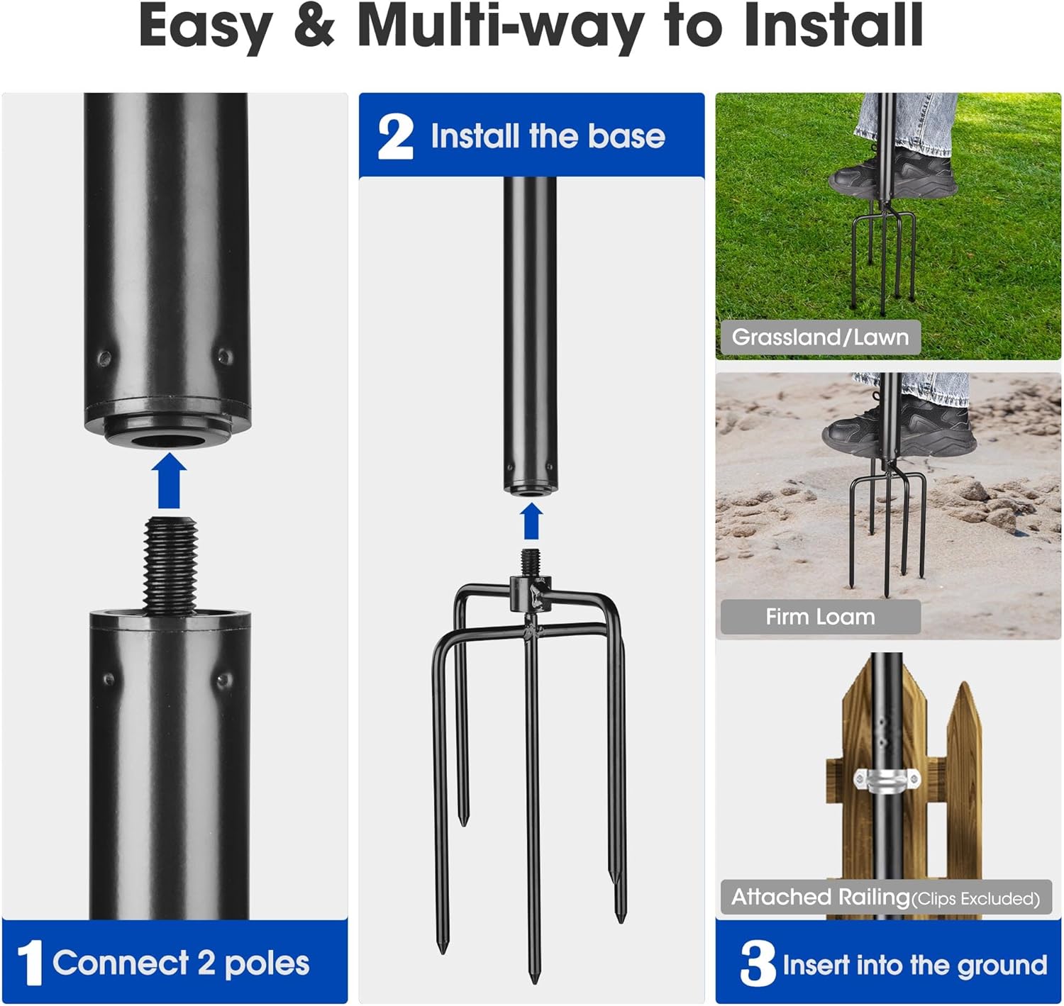 Yescom 10 Ft String Light Pole Outdoor Metal Pole Aluminum with Side Hooks Patio Backyard Party 4 Pack