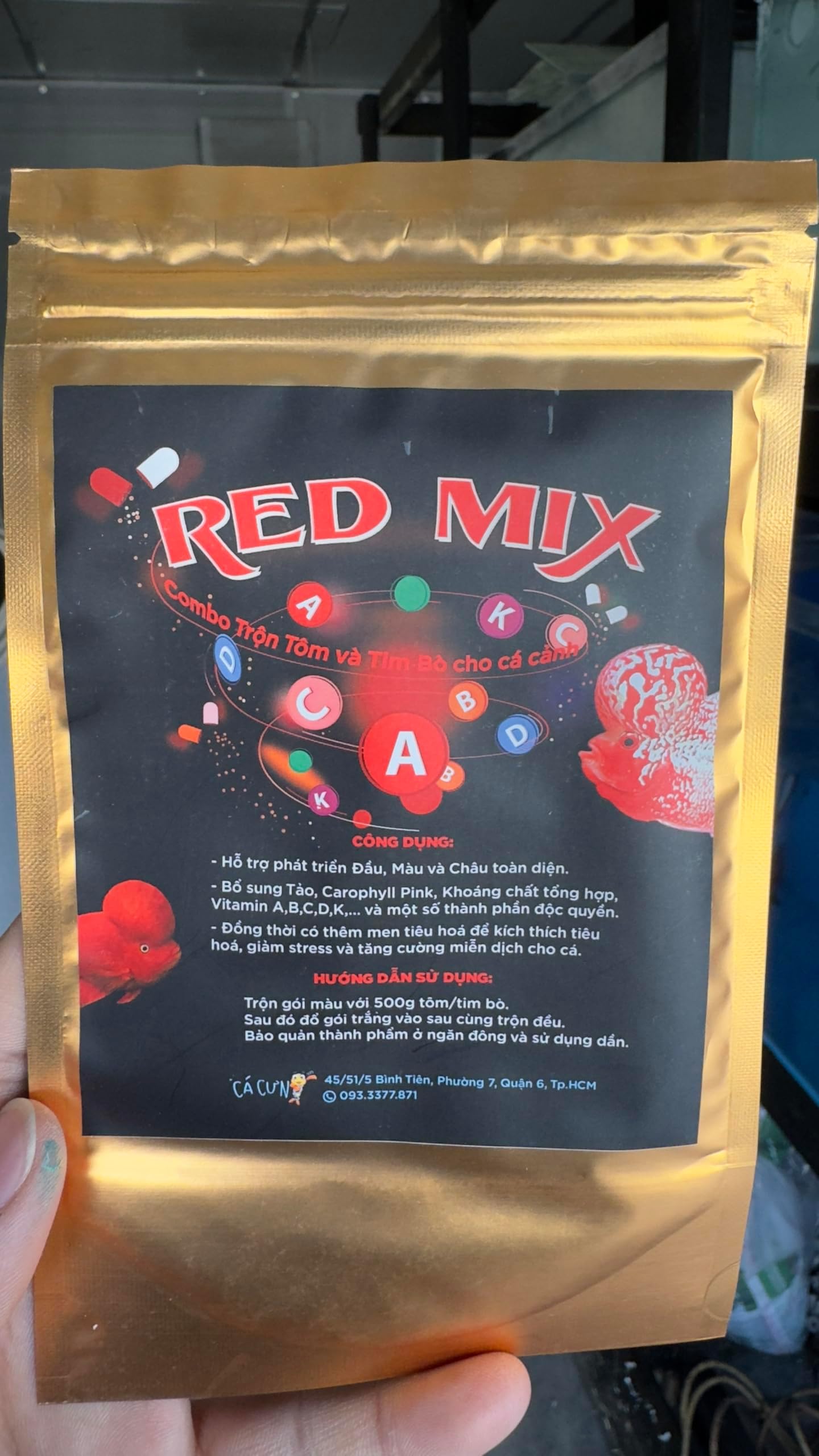 Red Mix Combo Shrimp and Flowerhorn Food, 2 lbs, Vitamin and Mineral Enriched