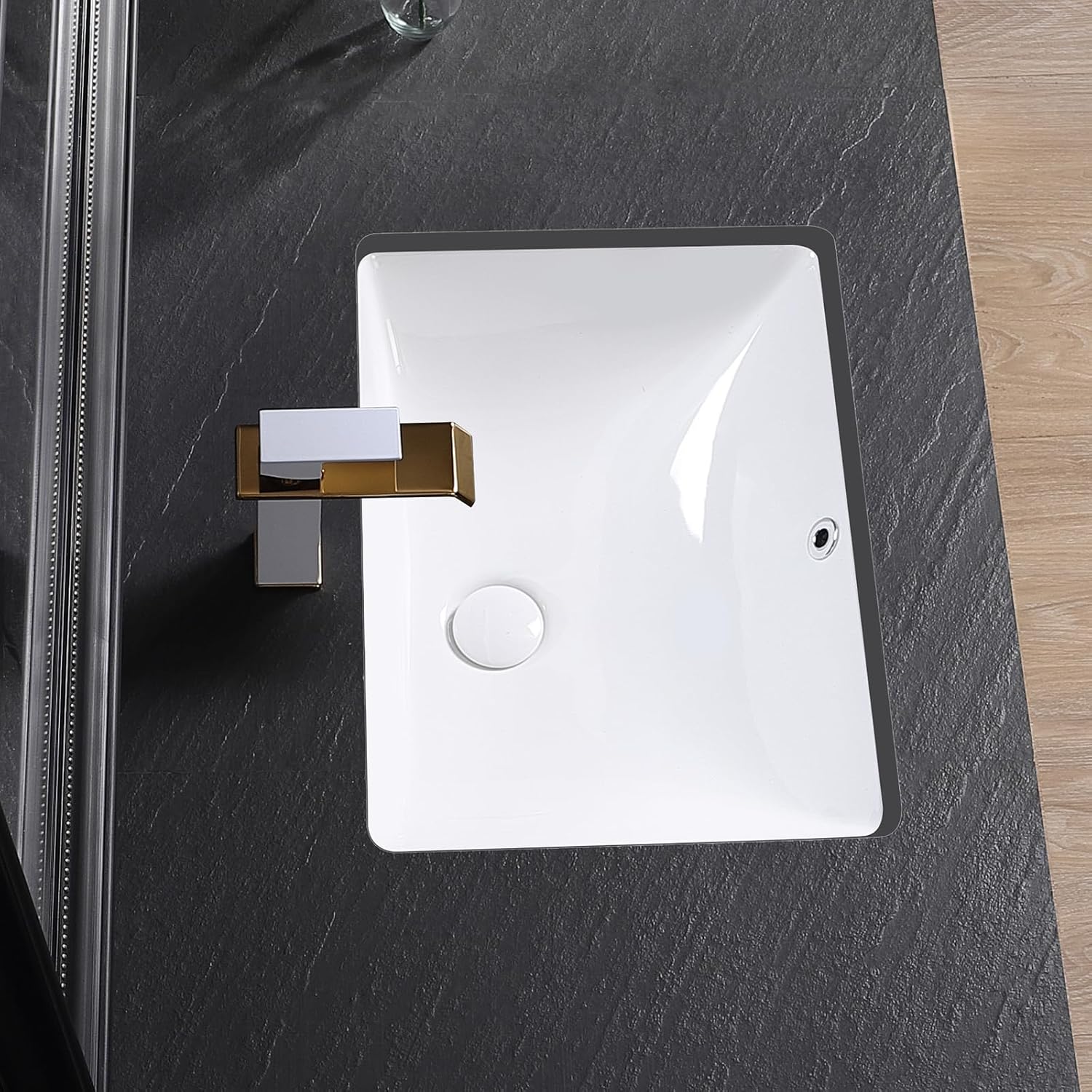 Undermount Bathroom Sink 20x15 Inch Vessel Sink White Porcelain Ceramic Under Counter Lavatory Vanity Sink Basin Rectangular Undermount Sinks with Overflow