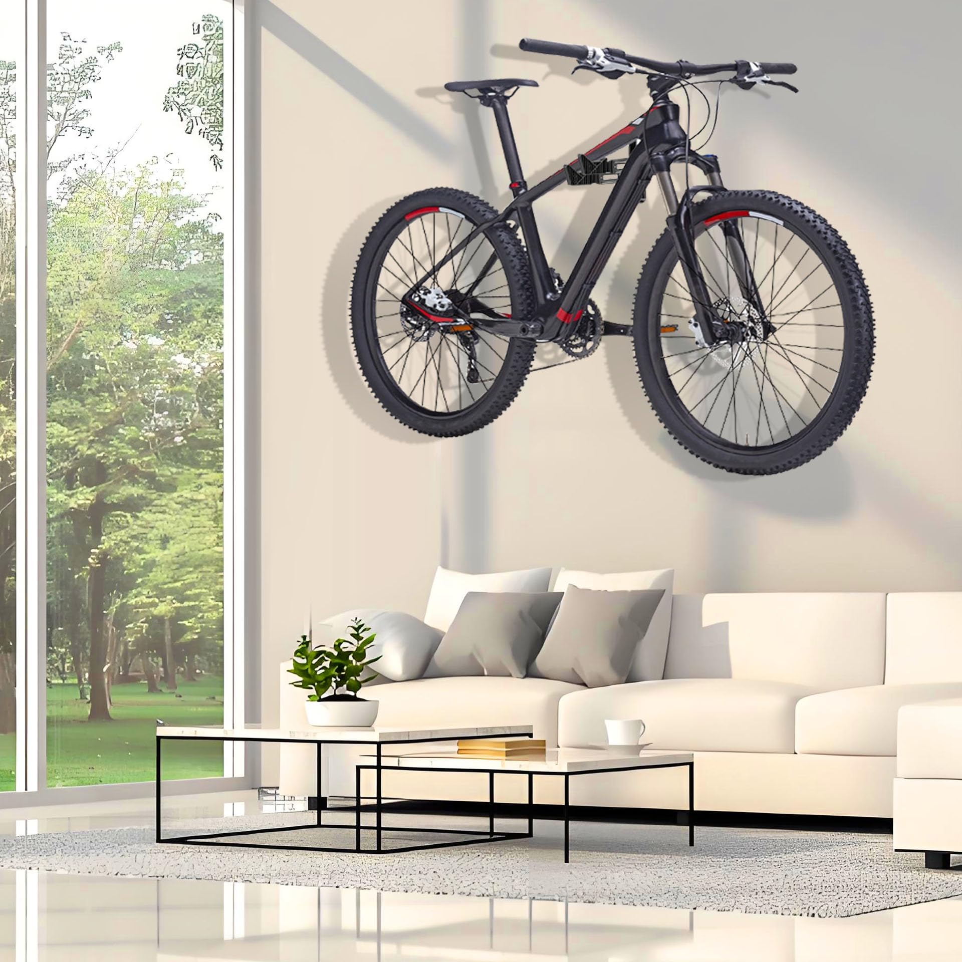 Mimoke fietswandhouder Verticaal verstelbaar fietsophangsysteem voor e-bike, MTB en racefiets | fietswandhouder voor fietsen en helmhaak (voor 4 fietsen