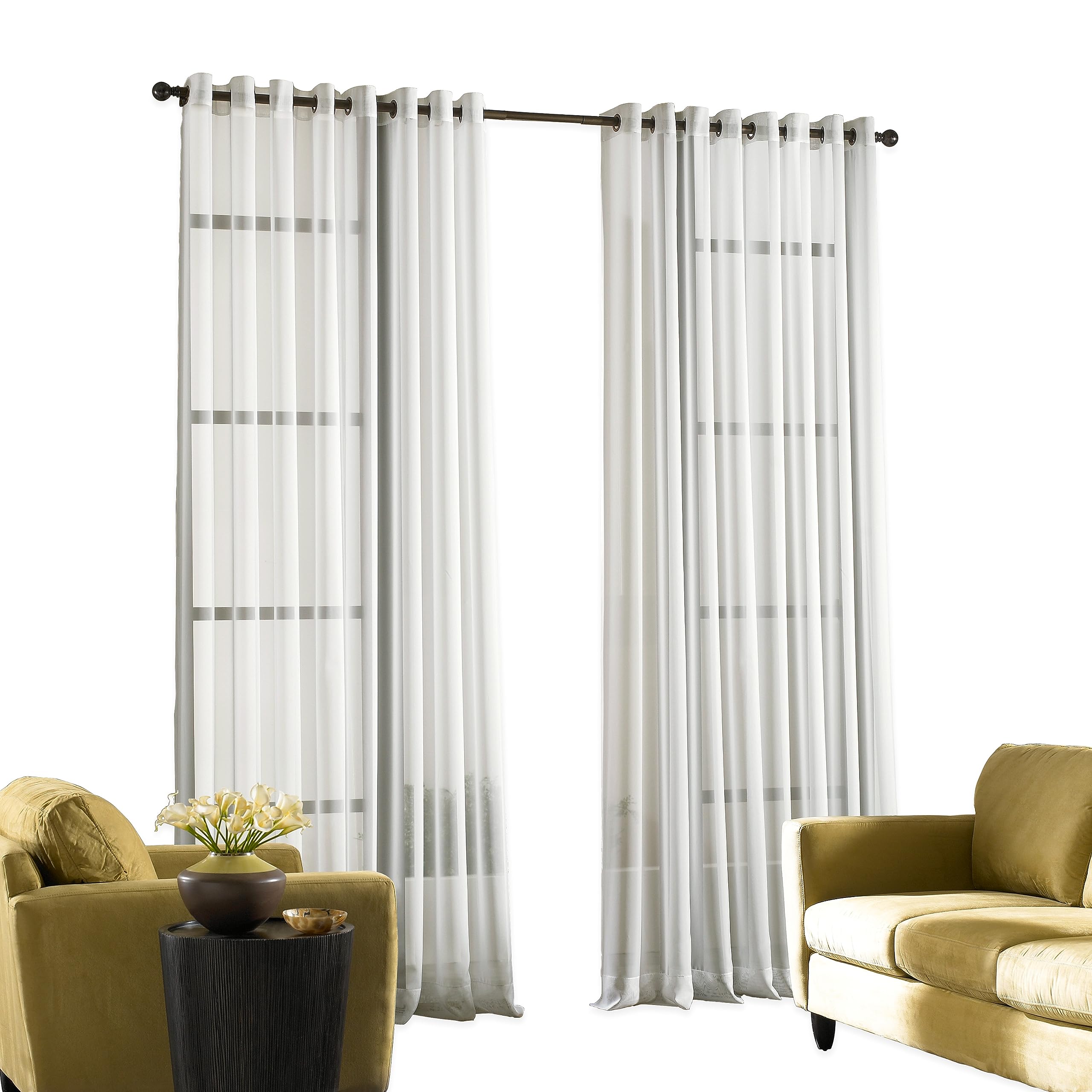 Curtainworks Soho Voile Sheer Grommet Panel, 59 by 95", Winter White, W 59" x L 95" (1 Panels) - Image 2