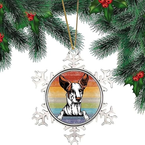 Miniatura 104 de Presa Canario Tree Decoration Ornament - Christmas Snowflake Ornament - Dog Lover Mom Gift Peeking Dog Snowflake Metal Ornaments for Xmas Tree LGBTQ