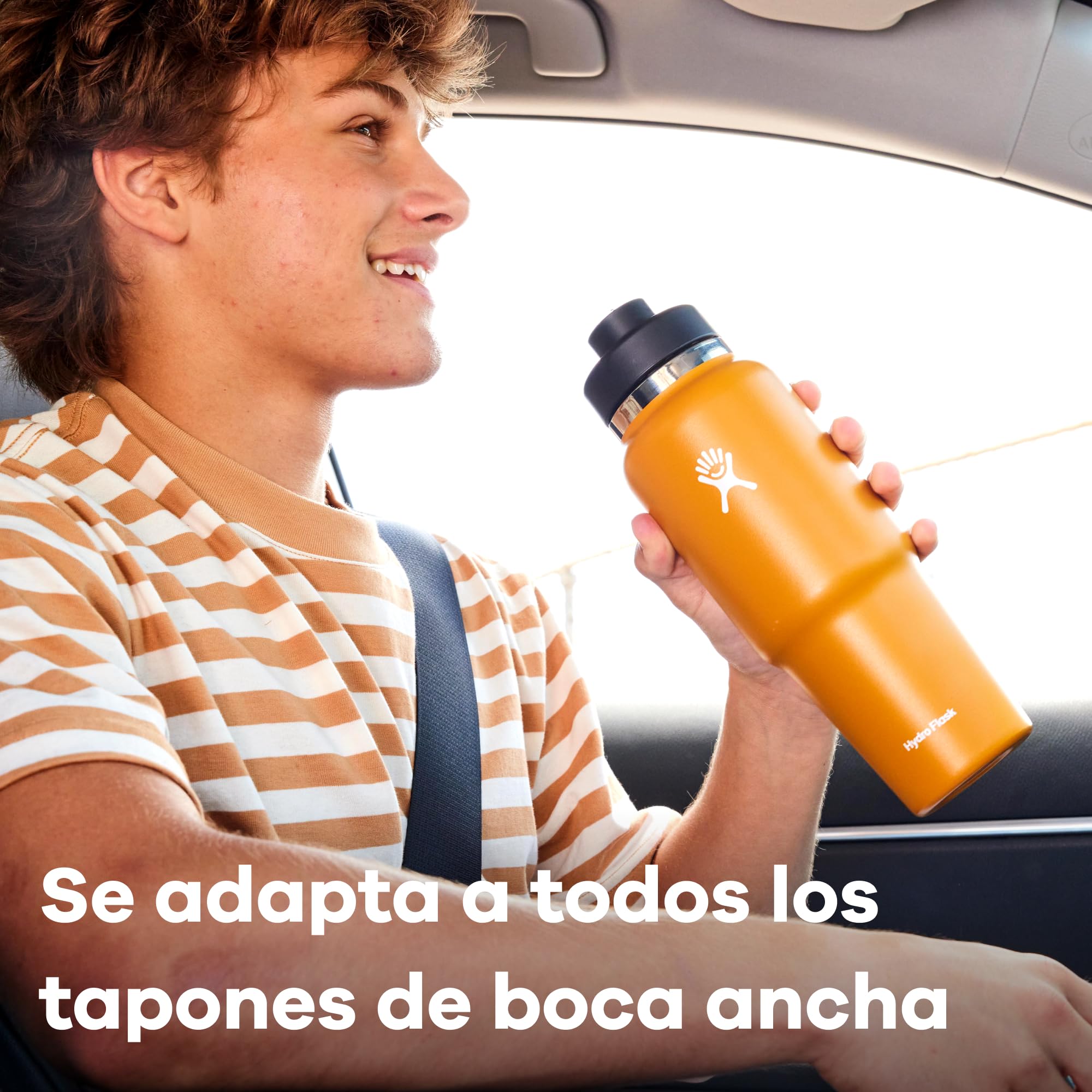 Hydro Flask – Wide Flex Straw Travel Bottle 946 ml (32 oz) – A prueba de fugas, compatible con la mayoría de portavasos – Aislado, 24 h frío – Boca ancha, apta para cubos de hielo – Birch