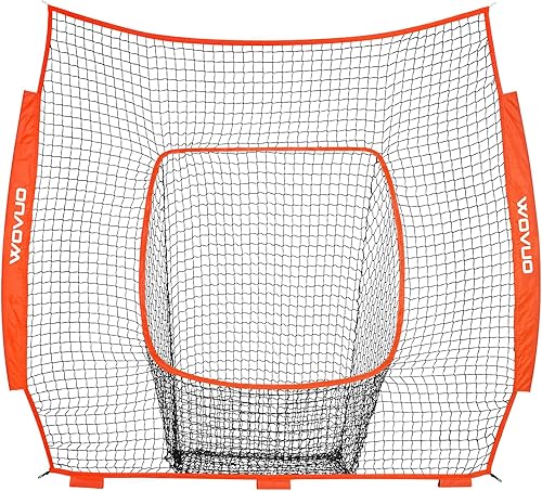 Red de 7x7 pies de béisbol para bateo, lanzamiento y golpeo, red de sóftbol con zona de golpeo, base, carro de pelotas, equipo de entrenamiento de