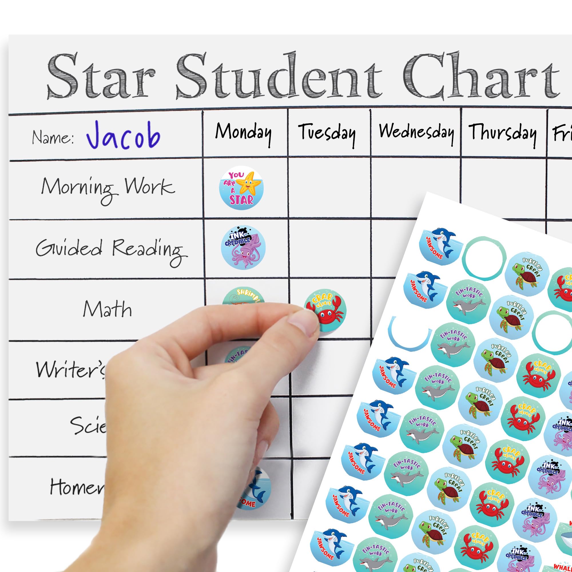 Under The Sea Teacher Reward Stickers for Kids, Motivational Grading Stickers for Student Incentives - 1,080 Count - Image 4