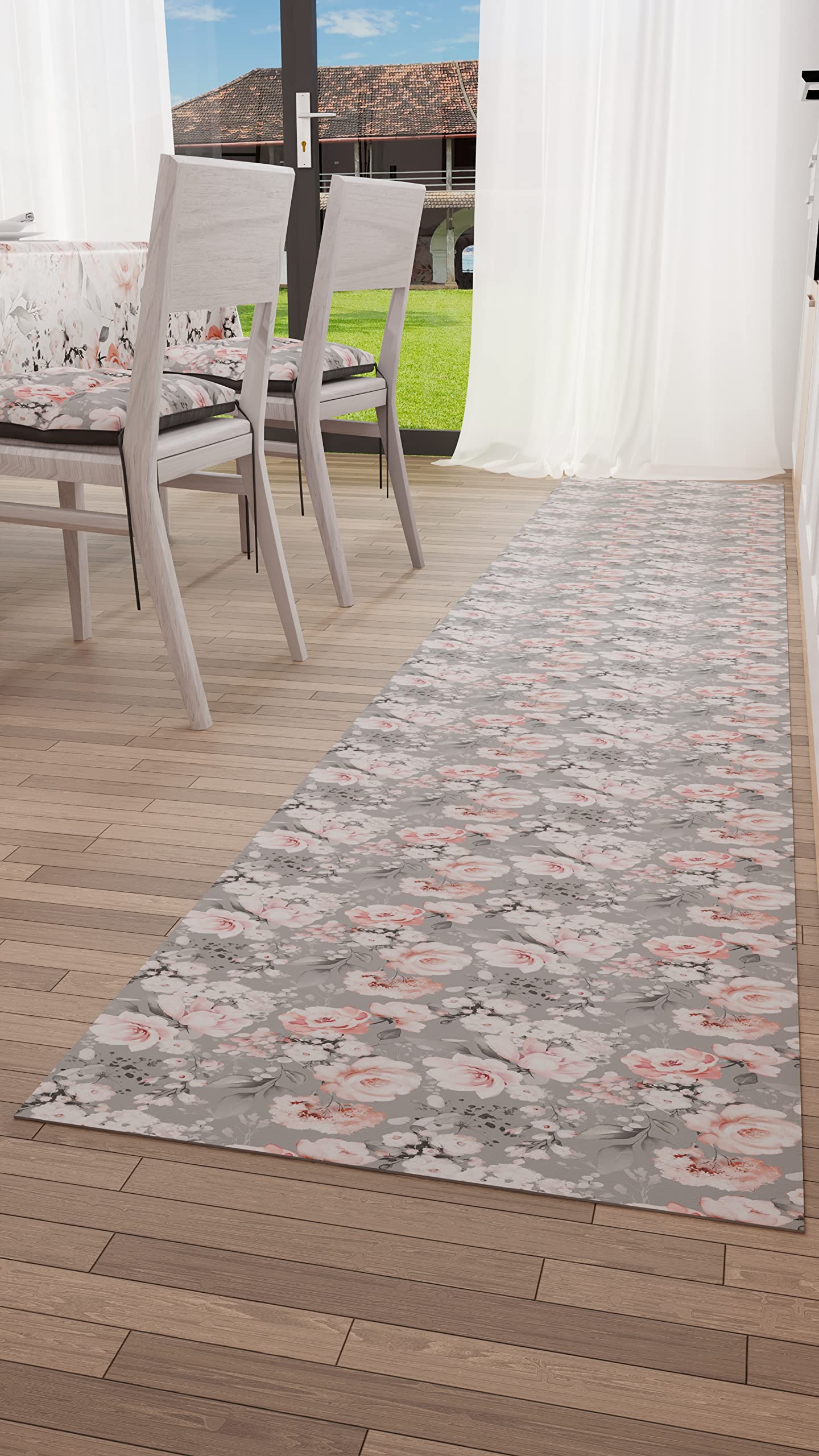 PETTI Artigiani Italiani - Kitchen Rug Runner Kitchen Non-Slip and Washable 52 x 80 cm Floral Design 17 Grey 100% Made in Italy - Image 4