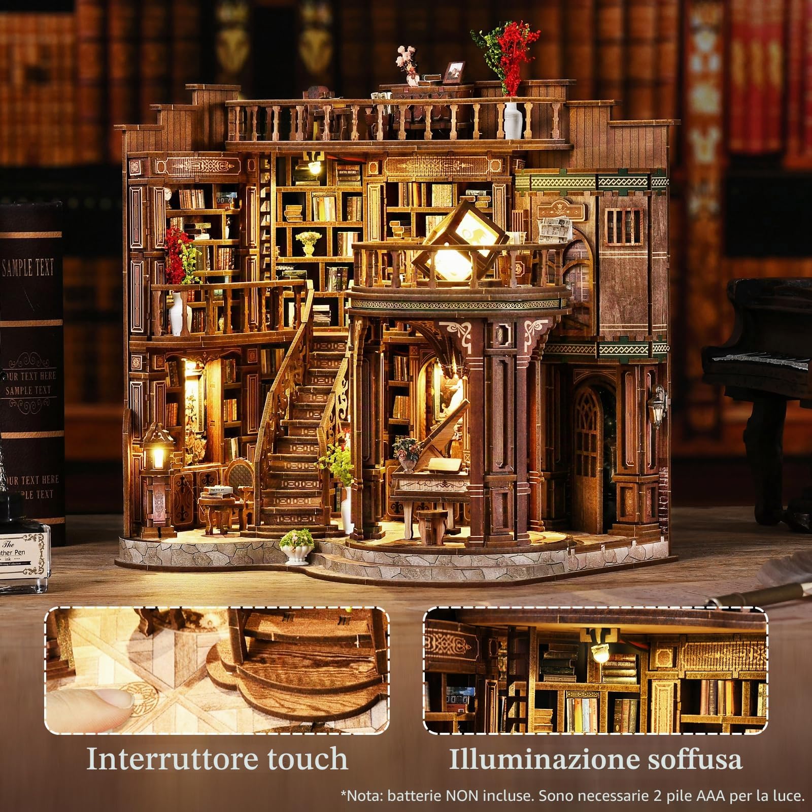 Kit Book Nook, Kit Fai da Te per Angolo Libri in Miniatura per Casa delle Bambole, Puzzle 3D in Legno per Libreria Decorativa per Adolescenti e Adulti