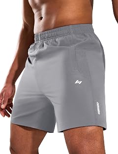 MIER Mens Athletic Gym Shorts-Quick Dry 7 Inch Running Workout Shorts with 3 Zipper Pockets for Training Sports