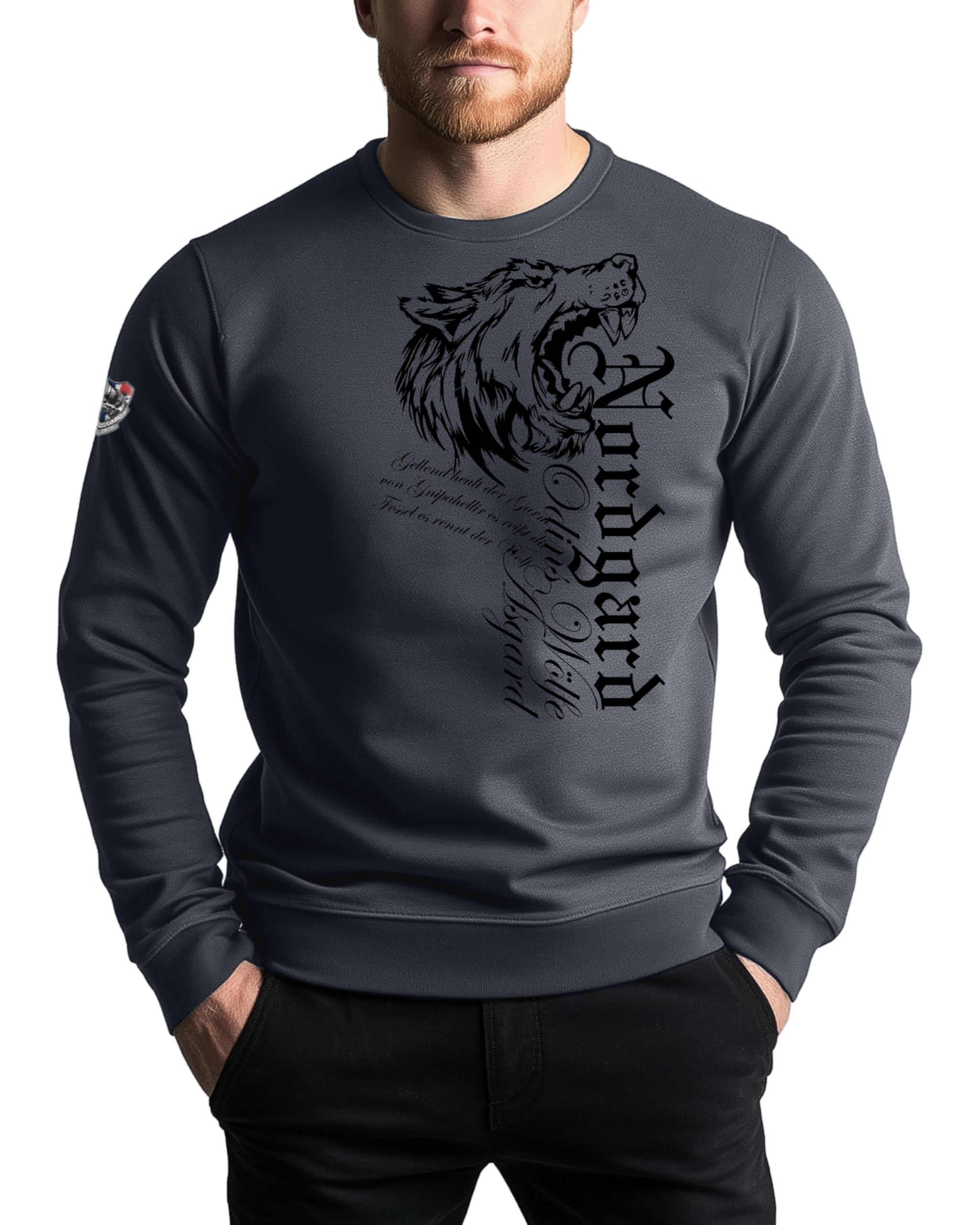 NORDGARD Viking Sweatshirt Fenrir I Pulli aus 80% Baumwolle & 20% Polyester I Sweater nordische Mythologie mit Brustdruck I Ideal für Freizeit & Sport I Oeko-TEX Zertifiziert