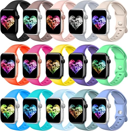 Paquete de 15 correas de reloj compatibles con Apple Watch de 1.496 pulgadas, 1.575 pulgadas, 1.614 pulgadas, 1.654 pulgadas, 1.732 pulgadas, 1.772 disponible en Yaxa Peru